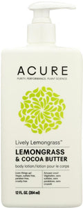 Acure: Lively Lemongrass Body Lotion Lemongrass & Cocoa Butter, 12 Fl Oz