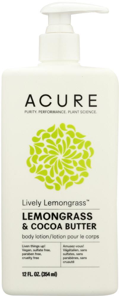 Acure: Lively Lemongrass Body Lotion Lemongrass & Cocoa Butter, 12 Fl Oz