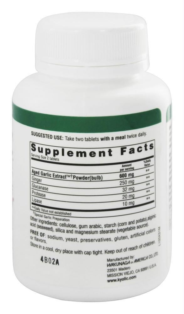 Kyolic: Aged Garlic Extract Candida Cleanse And Digestion Formula 102, 100 Vegetarian Tablets